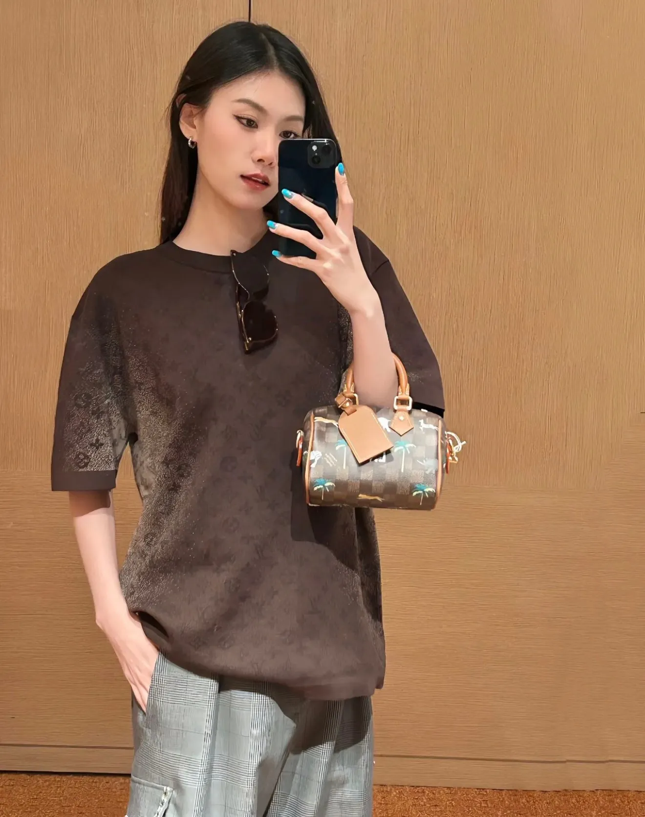 Louis Vuitton/Louis Vuitton 26ss presbyopic gradient jacquard knitted short sleeves
